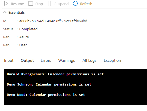 Output  when all settings are set correctly.